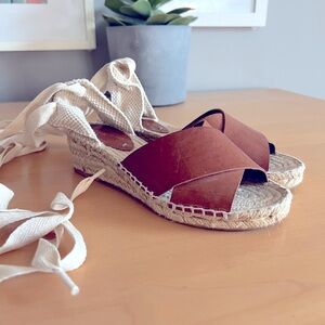SALUDOS Lace-up Espadrilles Sandals Low Wedge SIZE 6